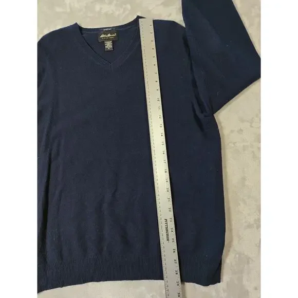 Eddie Bauer Navy Blue Long Sleeve V-Neck Sweater Size Xl - Picture 3 of 5